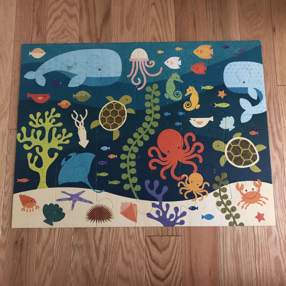 Ocean Life 24 Piece Floor Puzzle By petitcollage Eco-Friendly 3+